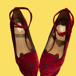 Charlotte Olympia Super Wedge Shoes, Red.